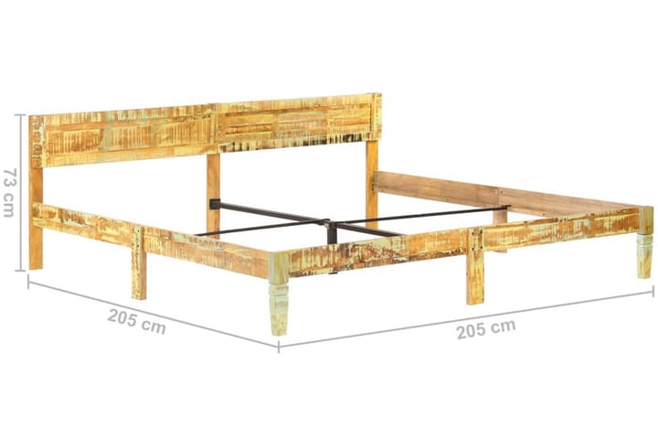 Sängynrunko täysi uusiokäytetty puu 200x200 cm - Ruskea - Huonekalut - Sänky - Sänkykehikot & sängynrungot