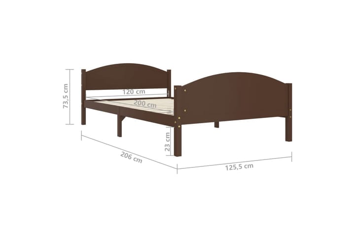 Sängynrunko tummanruskea täysi mänty 120x200 cm - Ruskea - Huonekalut - Sänky - Sänkykehikot & sängynrungot