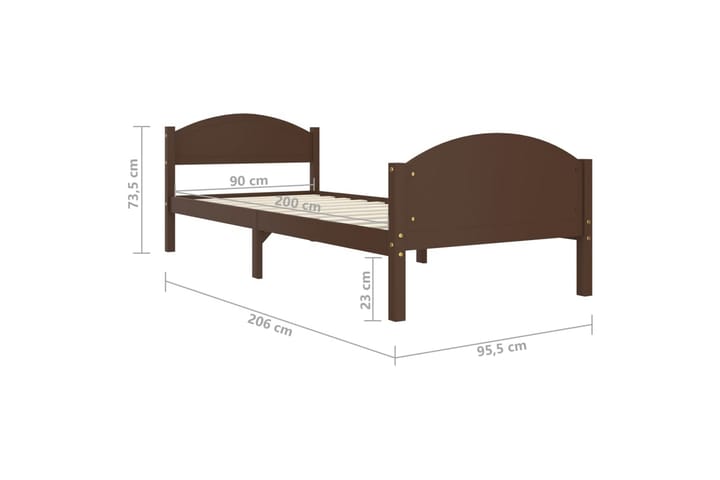 Sängynrunko tummanruskea täysi mänty 90x200 cm - Ruskea - Huonekalut - Sänky - Sänkykehikot & sängynrungot