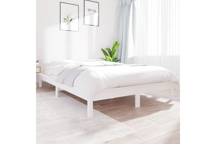 Sängynrunko valkoinen 150x200 cm täysi mänty 5FT King Size - Valkoinen - Sänkykehikot & sängynrungot