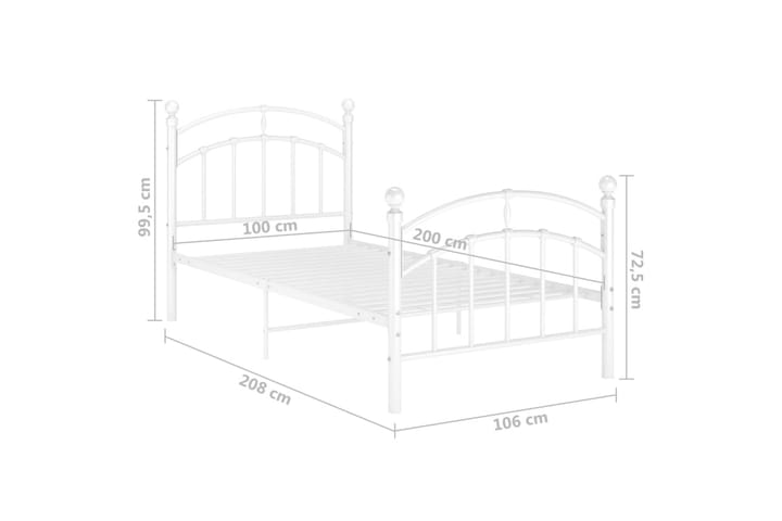 Sängynrunko valkoinen metalli 100x200 cm - Huonekalut - Sänky - Sänkykehikot & sängynrungot