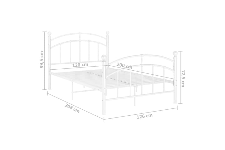 Sängynrunko valkoinen metalli 120x200 cm - Huonekalut - Sänky - Sänkykehikot & sängynrungot