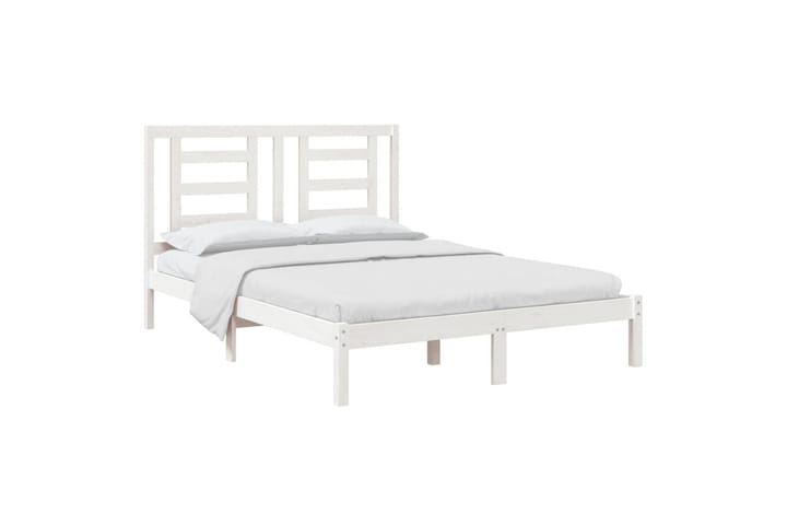 Sängynrunko valkoinen täysi mänty 140x190 cm - Valkoinen - Sänkykehikot & sängynrungot