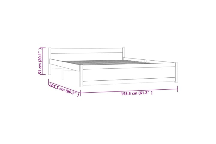 Sängynrunko valkoinen täysi puu 150x200 cm 5FT King Size - Valkoinen - Huonekalut - Sänky - Sänkykehikot & sängynrungot