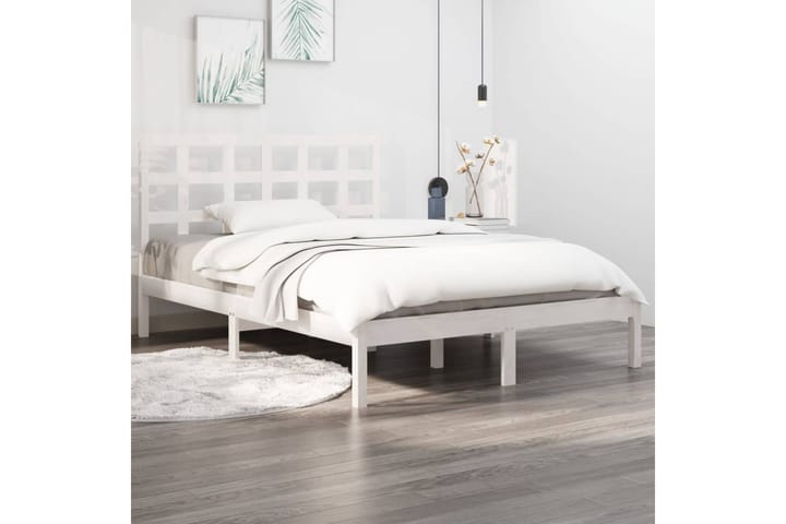 Sängynrunko valkoinen täysi puu 150x200 cm 5FT King Size - Valkoinen - Sänkykehikot & sängynrungot