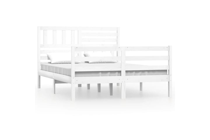 Sängynrunko valkoinen täysi puu 140x200 cm - Valkoinen - Sänkykehikot & sängynrungot