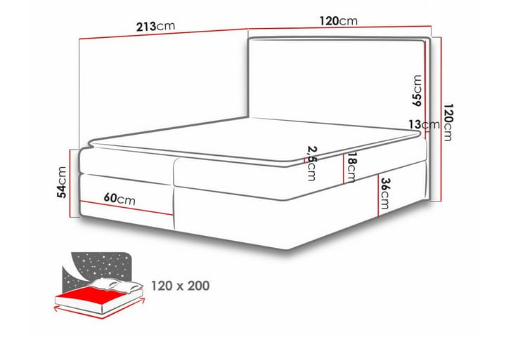 Sängynrunko Pries 120x200 cm - Vaaleanharmaa/Tummanharmaa - Huonekalut - Sänky - Sänkykehikot & sängynrungot