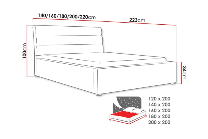 Sänky Breyawna 200x200 cm - Huonekalut - Sänky - Sänkykehikot & sängynrungot