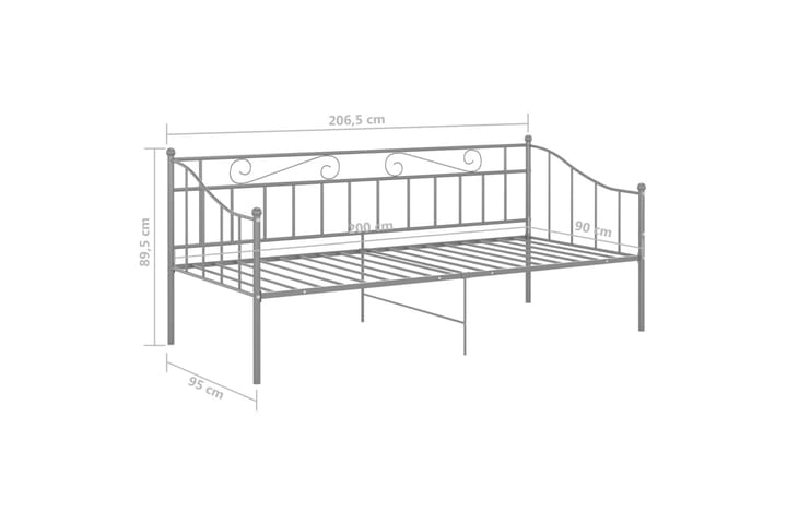 Sohvasängyn runko harmaa metalli 90x200 cm - Huonekalut - Sänky - Sänkykehikot & sängynrungot