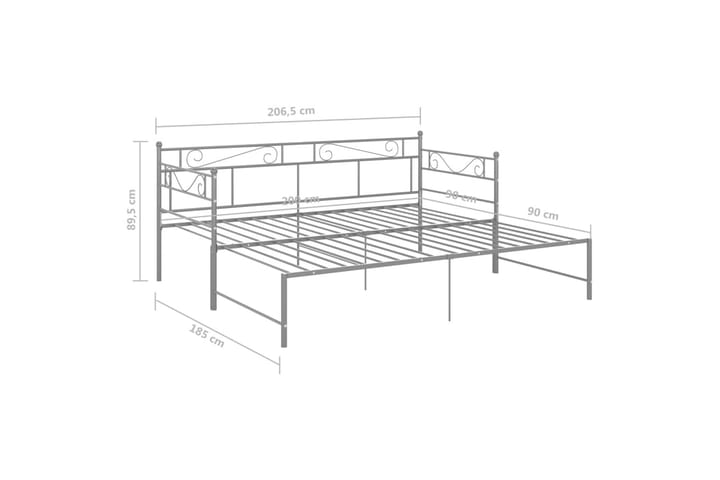 Vuodesohvan runko harmaa metalli 90x200 cm - Huonekalut - Sänky - Sänkykehikot & sängynrungot