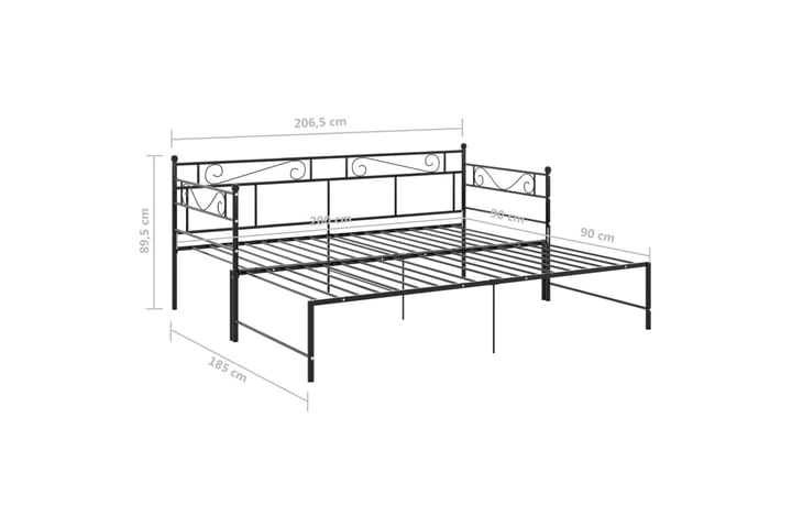 Vuodesohvan runko musta metalli 90x200 cm - Huonekalut - Sänky - Sänkykehikot & sängynrungot