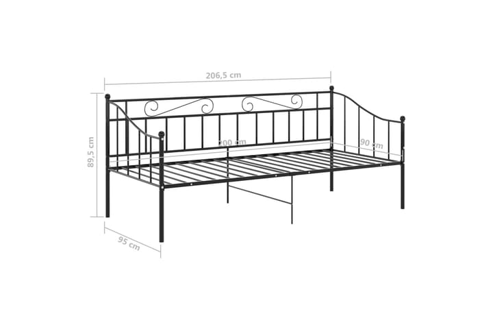 Sohvasängyn runko musta metalli 90x200 cm - Huonekalut - Sänky - Sänkykehikot & sängynrungot