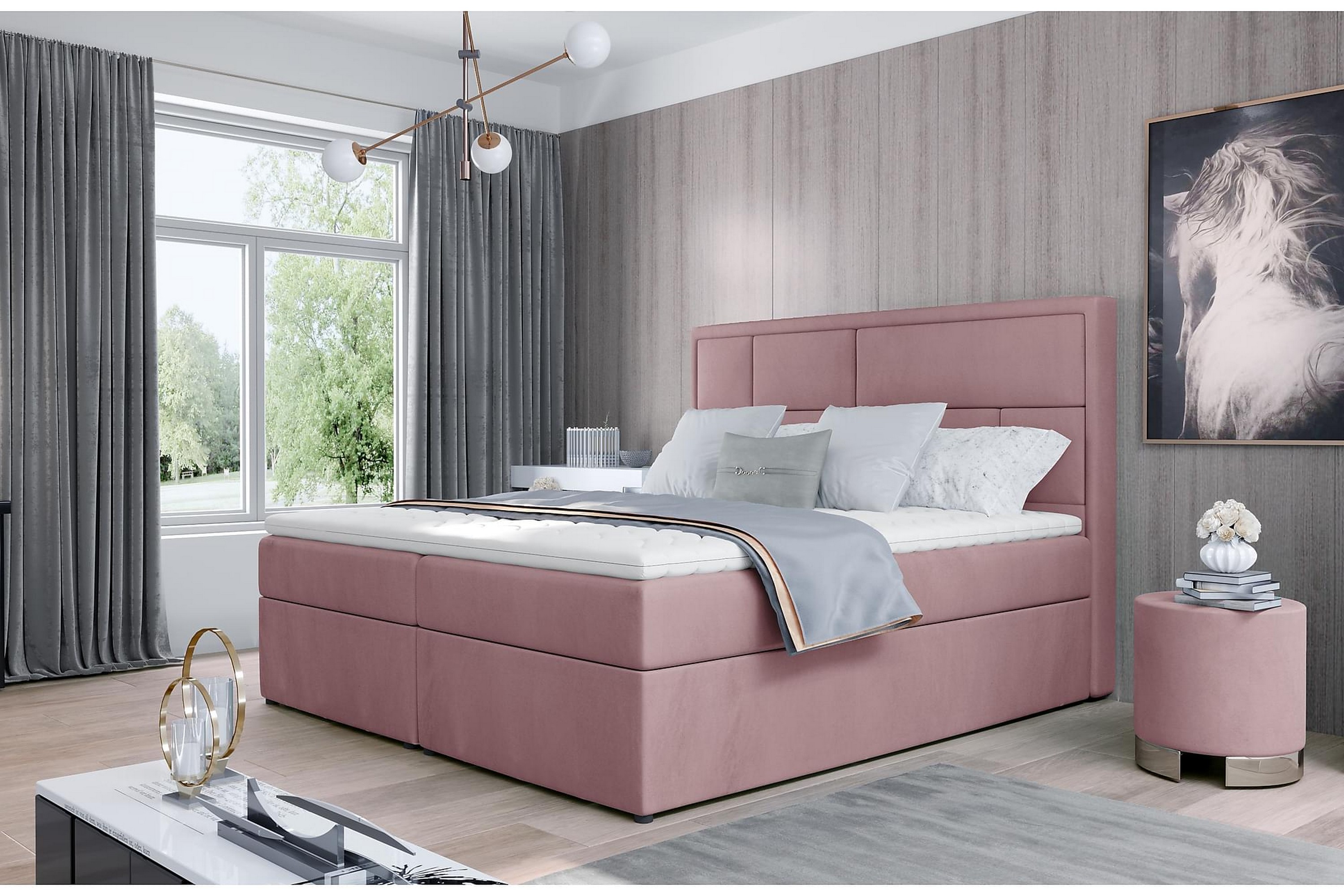 Sänkypaketti Varrains 160x200 cm - Vaaleanpunainen