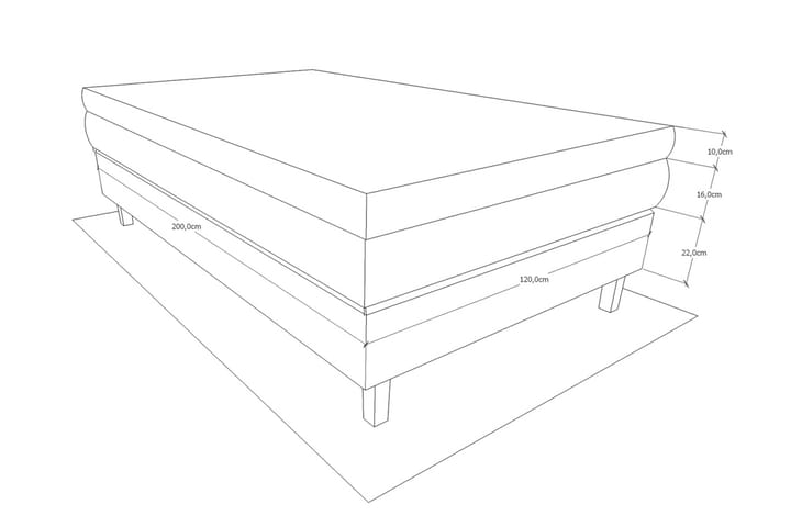 Jenkkisänky Longford 120x200 Kova Polyeetterivaahto - Musta - Huonekalut - Sänky - Yhden hengen sängyt