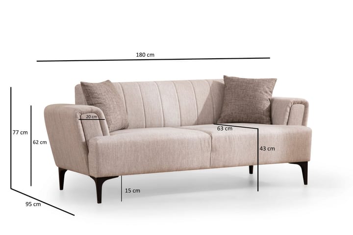 3:n ist Sohva Hamlets - Beige - Huonekalut - Sohva - 2:n istuttava sohva