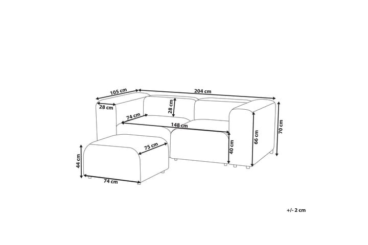 Brenden Modulaarisohva 2-istuttava - Harmaa - Huonekalut - Sohva - Moduulisohva