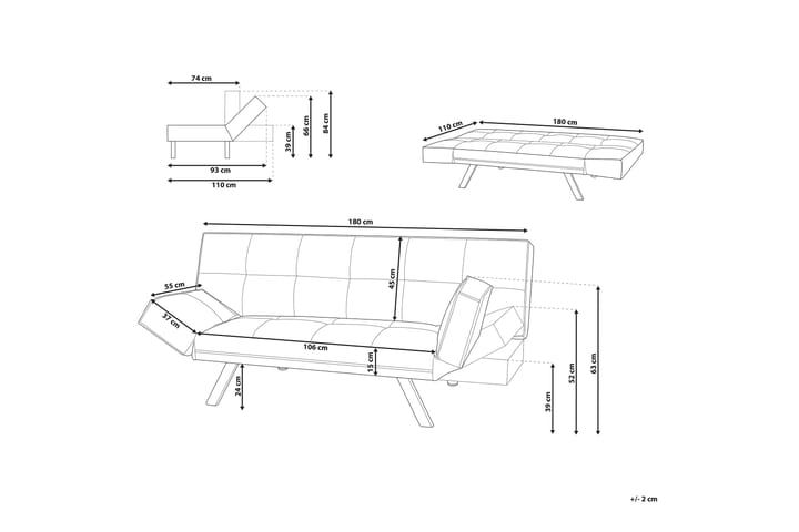 Vuodesohva Bristol 180 cm - Sininen - Huonekalut - Sohva - Vuodesohva - 3 istuttava vuodesohva