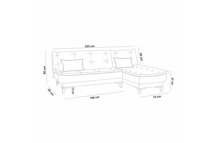 Vuodesohva divaanilla Longburn 4:n ist 107x205 - Harmaa - Huonekalut - Sohva - Vuodesohva - Divaanivuodesohva