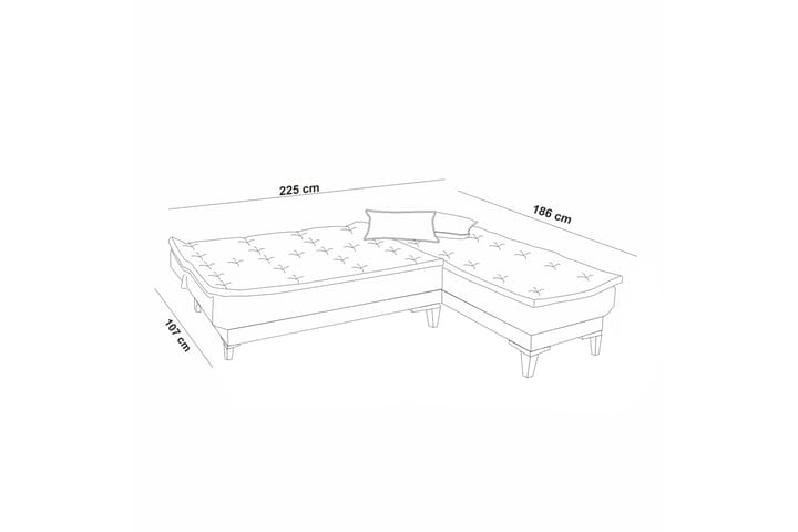 Vuodesohva divaanilla Longburn 4:n ist 107x205 - Harmaa - Huonekalut - Sohva - Vuodesohva - Divaanivuodesohva