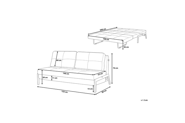 Vuodesohva Edland 152 cm - Harmaa - Huonekalut - Sohva - Vuodesohva - Futon - Futon sohva