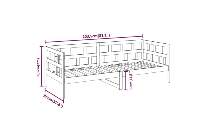 Sohvasänky hunajanruskea täysi mänty 90x200 cm - Ruskea - Huonekalut - Sohva - Sohvasängyt