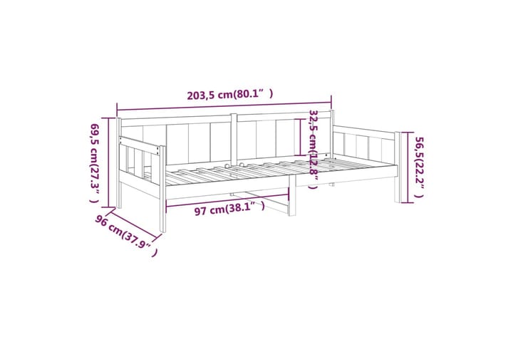 Sohvasänky musta täysi mänty 90x200 cm - Musta - Huonekalut - Sohva - Vuodesohva