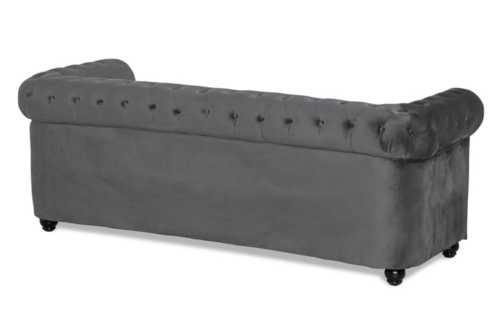 Vuodesohva Chesterfield Deluxe - Tummanharmaa Sametti - Huonekalut - Sohva - Vuodesohva - 3 istuttava vuodesohva