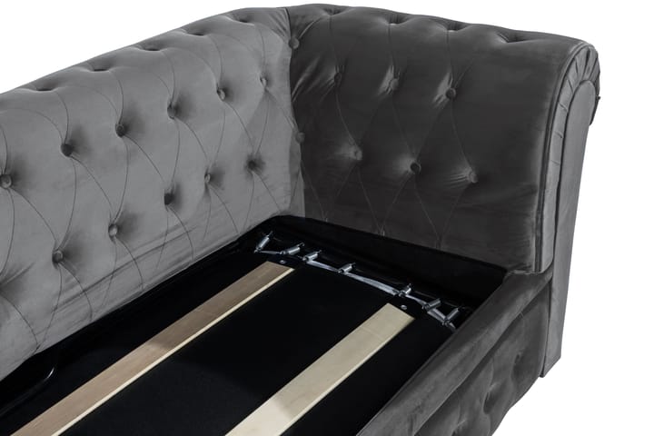 Vuodesohva Chesterfield Deluxe - Tummanharmaa Sametti - Huonekalut - Sohva - Vuodesohva - 3 istuttava vuodesohva