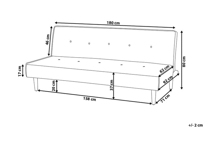 Vuodesohva Visby 180 cm - Harmaa - Huonekalut - Sohva - Vuodesohva - 3 istuttava vuodesohva