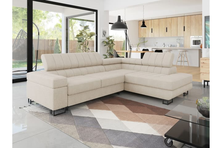 Warwick Sohva Chaise Longuella 3-ist. - Beige - Huonekalut - Sohva - Divaanisohva - 3 istuttava sohva divaanilla