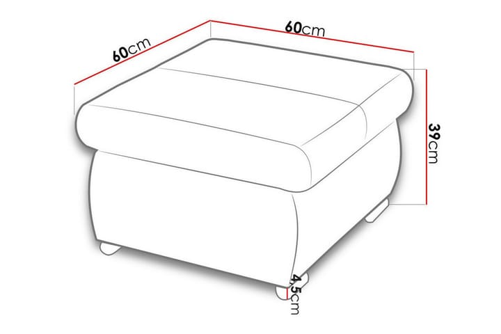 Jalkatuki Cerys 60 cm - Harmaa - Huonekalut - Tuoli & nojatuoli - Jakkara & jalkarahi - Rahi