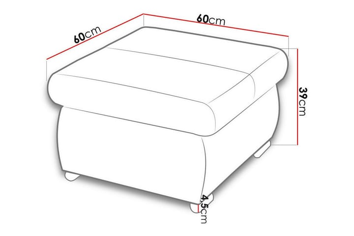 Jalkatuki Cerys 60 cm - Harmaa - Huonekalut - Tuoli & nojatuoli - Jakkara & jalkarahi - Rahi