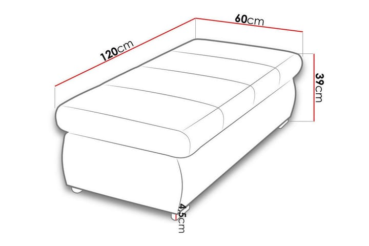 Jalkatuki Cerys 60 cm - Tummanpunainen - Huonekalut - Tuoli & nojatuoli - Jakkara & jalkarahi - Rahi