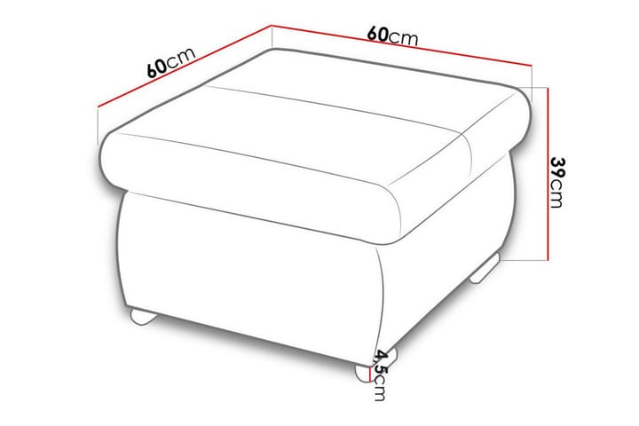 Jalkatuki Cerys 60 cm - Punainen - Huonekalut - Tuoli & nojatuoli - Jakkara & jalkarahi - Rahi