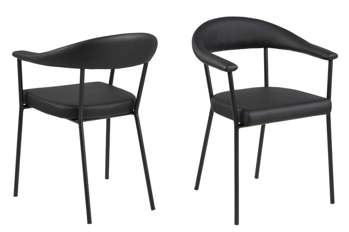 Käsinojatuoli Ava - Musta - Ruokapöydän tuolit - Meikkituoli - Käsinojallinen tuoli
