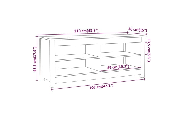 beBasic Kenkäpenkki 110x38x45,5 cm täysi mänty - Ruskea - Huonekalut - Tuoli & nojatuoli - Penkki - Eteispenkki - Kenkäteline penkillä