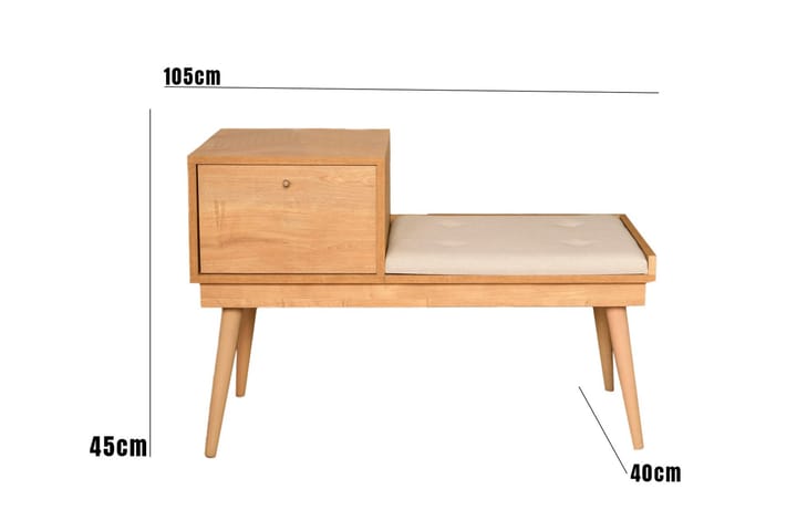 Botkins Kengänpenkki 105 cm - Tammi/Kerma - Huonekalut - Tuoli & nojatuoli - Penkki - Eteispenkki - Kenkäteline penkillä