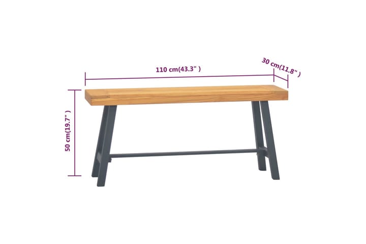 Penkki 110 cm täysi tiikki - Ruskea - Huonekalut - Tuoli & nojatuoli - Penkki - Eteispenkki