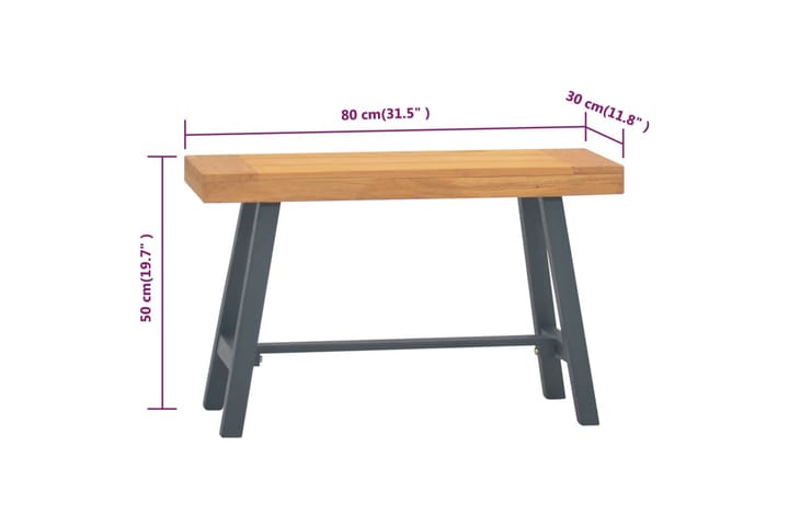 Penkki 80 cm täysi tiikki - Ruskea - Huonekalut - Tuoli & nojatuoli - Penkki - Eteispenkki