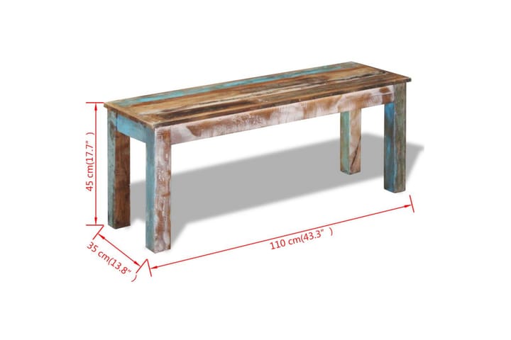 Penkki Täysi Uusiokäytetty Puu 110x35x45 cm - Monivärinen - Huonekalut - Tuoli & nojatuoli - Penkki - Eteispenkki