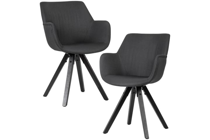 Nojatuoli Clanton 2-pak - Musta - Meikkituoli - Käsinojallinen tuoli - Ruokapöydän tuolit