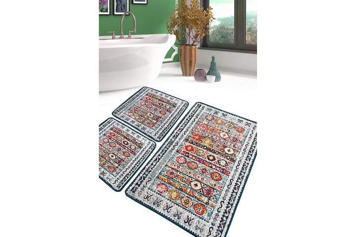 Kylpyhuonematto Nini 60x100 cm Suorakaide - Monivärinen - Kylpyhuoneen matto
 - Pyöreät matot - Käsintehdyt matot - Yksiväriset matot - Kumipohjamatot - Pienet matot - Iso matto