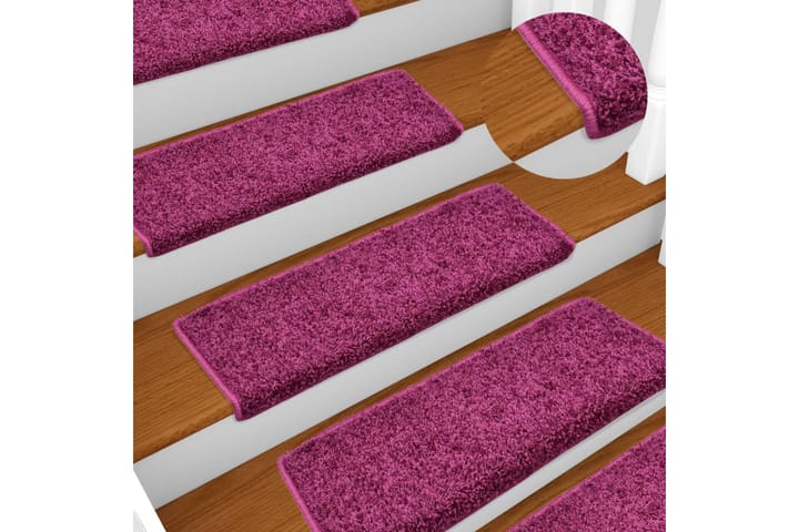 Porrasmatot 15 kpl 65x25 cm violetti - Purppura - Porrasmatto - Pyöreät matot - Käsintehdyt matot - Yksiväriset matot - Kumipohjamatot - Pienet matot - Iso matto