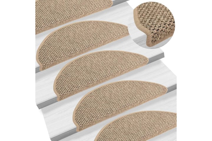 Itsekiinnittyvät porrasmatot sisaltyyli 15 kpl 65x25cm beige - Beige - Porrasmatto - Pyöreät matot - Käsintehdyt matot - Yksiväriset matot - Kumipohjamatot - Pienet matot - Iso matto