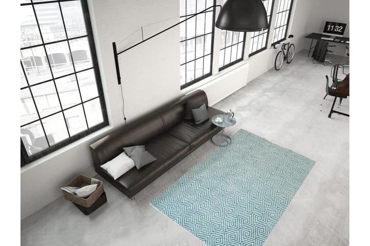 Matto Tureten Mos 160x230 cm Turkoosi - D-Sign - Wilton-matto - Kuviollinen matto & värikäs matto