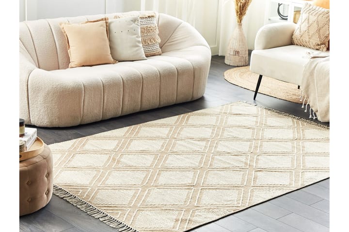 Puuvillamatto Kacem 140x200 cm - Beige - Kodintekstiilit & matot - Matto - Moderni matto - Puuvillamatto