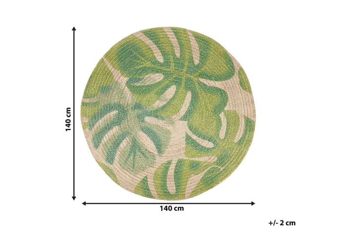 Juuttimatto Chabannes 140 cm pyöreä - Beige / Vihreä - Kodintekstiilit & matot - Matto - Moderni matto - Sisalmatto