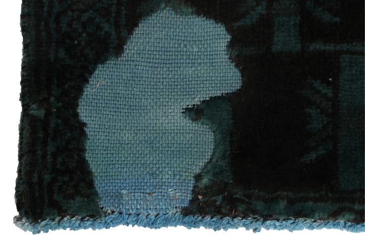 Käsinsolmittu Vintage Matto Villa Tummanvihreä/Sin 110x300cm - Sininen/Tummanvihreä - Pyöreät matot - Käsintehdyt matot - Villamatto
 - Yksiväriset matot - Kumipohjamatot - Pienet matot - Iso matto