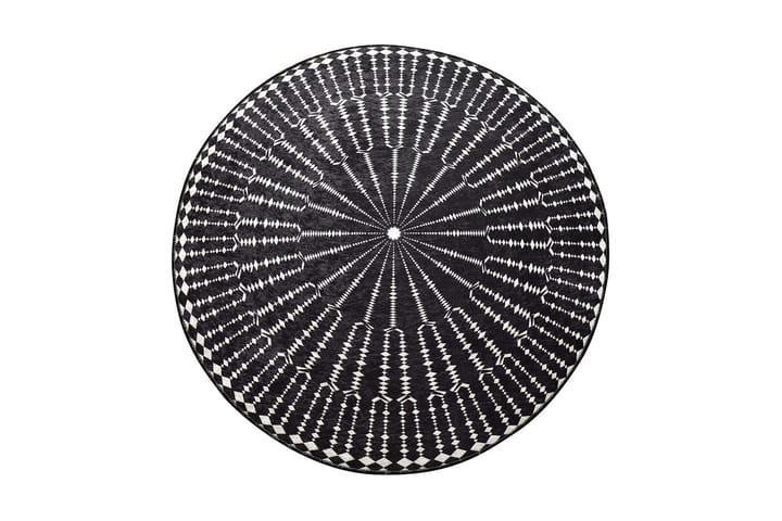 Matto Chilai 120 cm Pyöreä - Musta/Valkoinen - Wilton-matto - Kuviollinen matto & värikäs matto