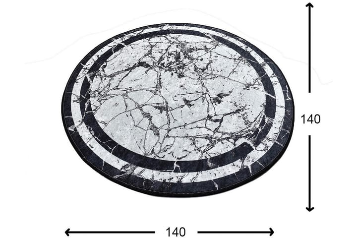 Matto Craymor Pyöreä 140 cm - Valkoinen/musta/sametti - Kodintekstiilit & matot - Matto - Moderni matto - Wilton-matto